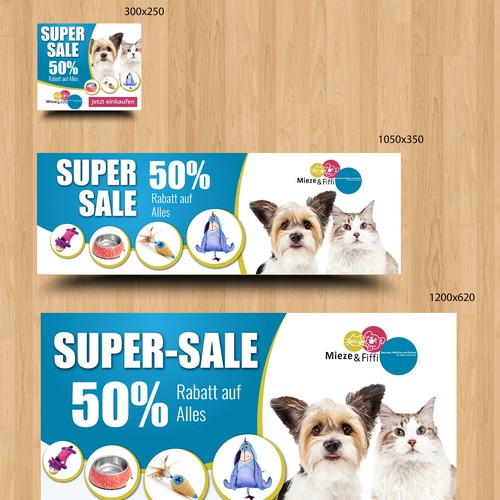 Banner set for an online shop for dog cat accessories Banner