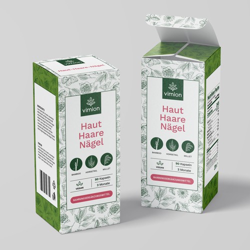 Packaging design for a German brand of high-quality food supplements Design by B i a