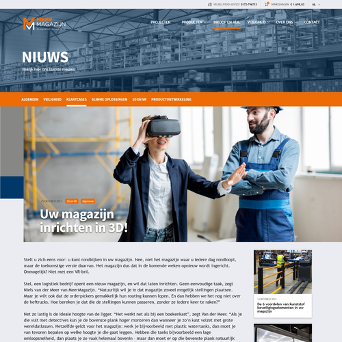 Creative website templates for a leading pallet racks company_ Meermagazijn Design by ChickenDinner