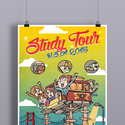 Design a retro "tour" poster for a special event at 99designs! Design by ArdieAquino