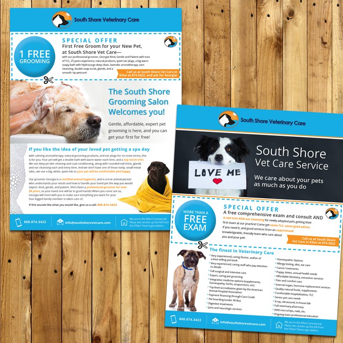 Colorful, natural, real and caring Veterinary/Grooming ads (for animal
