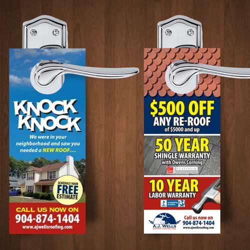 Door Hanger Design for A Roofing Company  Design por Paul.M.W