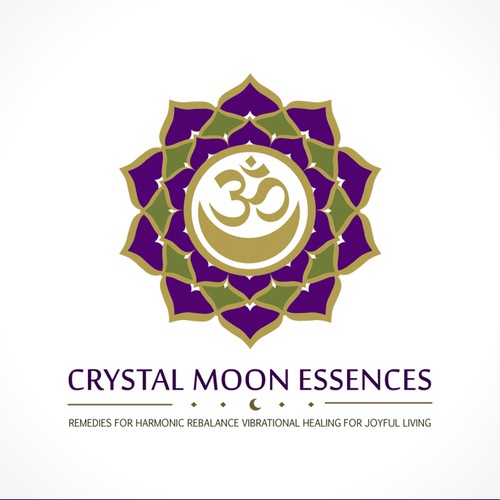 Logo for Crystal Moon Essences - remedies for harmonic rebalance and well-being Design by Dandelion Art Studio