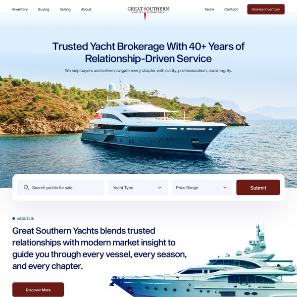 Design by Deeya.design™ titled "Yacht Website home page design"