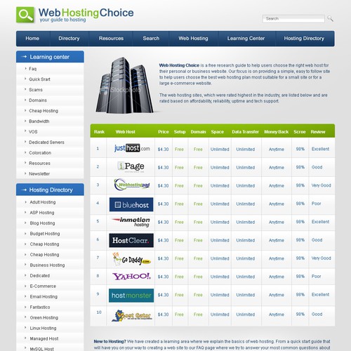Redesign WebHostingChoice.com Design by RickBewell