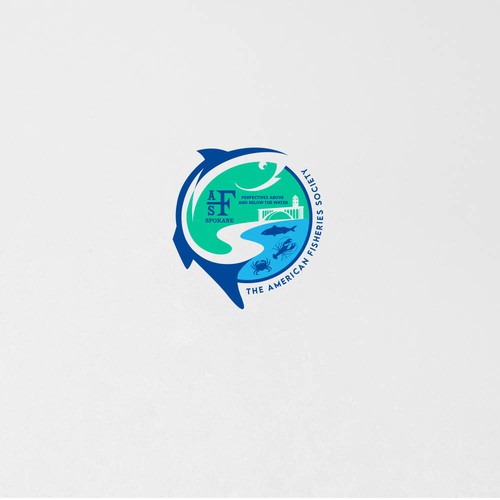 Logo that captures the various meanings of fish and fisheries for American Fisheries Society meeting Design by classicrock