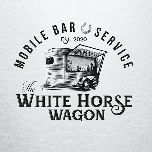 Logo For Mobile Bar (converted horse trailer) called The White Horse Wagon Réalisé par mr.lapis