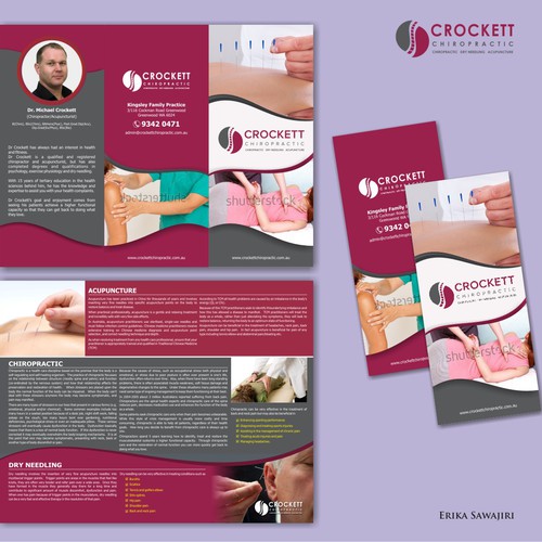 Brochure advertising and promoting chiropractic and acupuncture