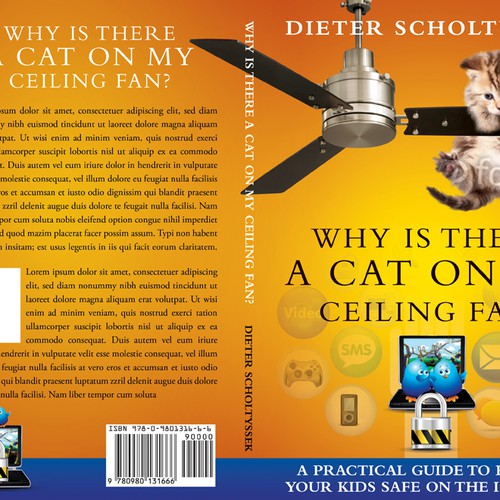 Book Cover for "Why is there a Cat on my Ceiling Fan?" Design by line14