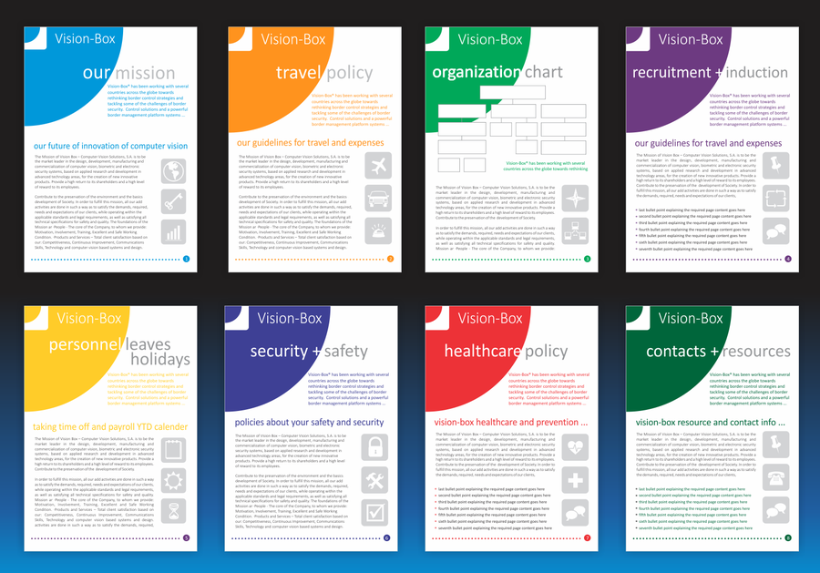 Create a fun and light employee handbook for Vision box Create a fun and light employee handbook for Vision box
