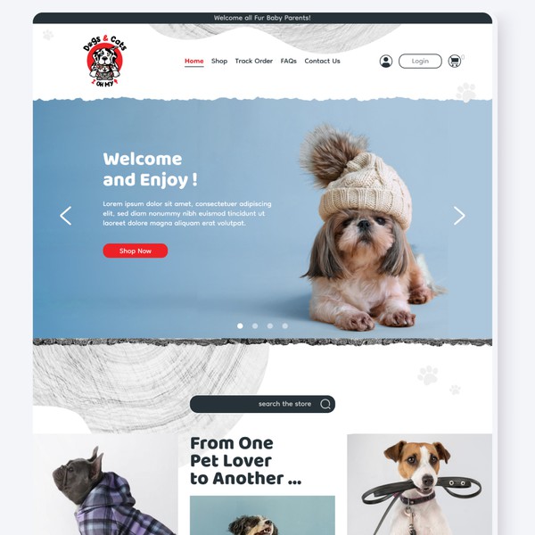 fun and organic web page design, for a quality pet product brand