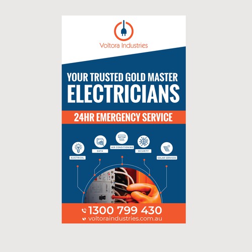 Voltora Industries Back Wall Banner Design by Sketch Media™