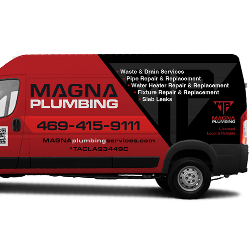 Informative, Clean Van Wrap for Plumbing Business Design by theANUNGs