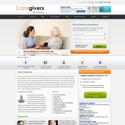 caregiversforhome.com needs a new website design Réalisé par Debayan Ghosh