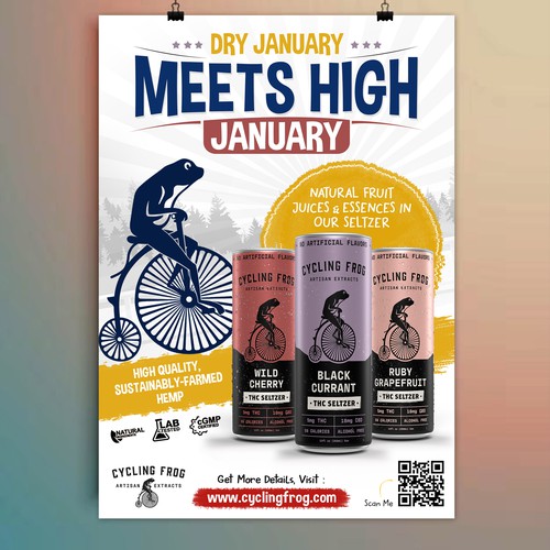 Create a 'Dry January meets High January' poster.  Have Fun, Be Creative, Open to all suggestions. Design by 123Graphics