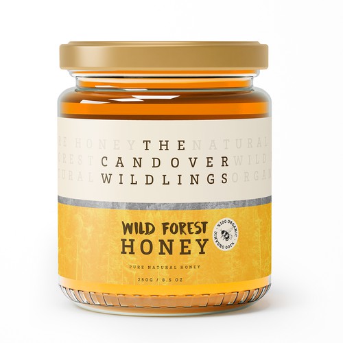 The Bees Need You! Wild Forest Honey Label Design. Design by ibrhmglbs