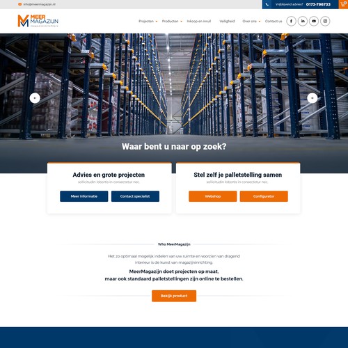 Creative website templates for a leading pallet racks company_ Meermagazijn Design by Aj3664