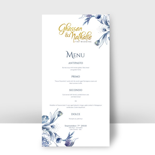 Simple Wedding Menu