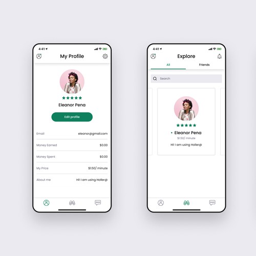 A fresh/modern/progressive styled video-calling app Design by LX2