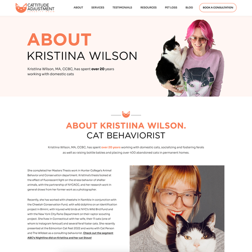 Create a website refresh for a cat behavior consultant! Design by Pinku