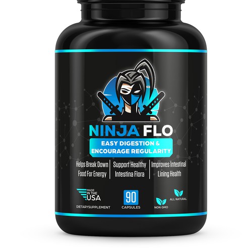 We need a cool supplement label for our supplement NINJAFLO Design by Designer_John