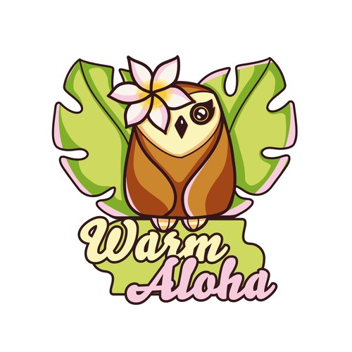 Logo with island feel with a kawaii owl anime mascot for Hawaii website Design por asgushionka