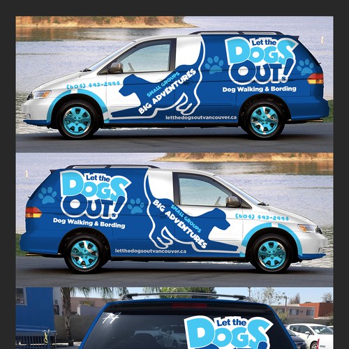 Design a Minivan Vehicle Wrap for Dog Walking Business Design réalisé par Logicainfo ♥