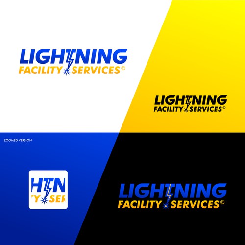 Cool logo using a lightning bolt for commercial maintenance/cleaning company. Design by Faizio