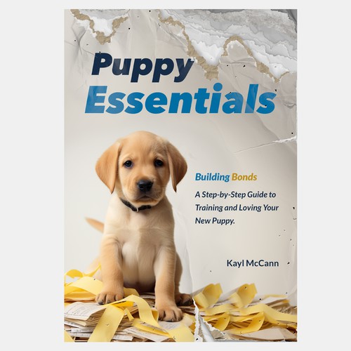 Cute puppy behaving badly for book cover Design by Studio MH