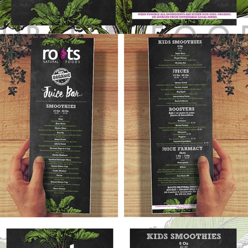 organic menu design for a modern natural kitchen and juice bar with a ...