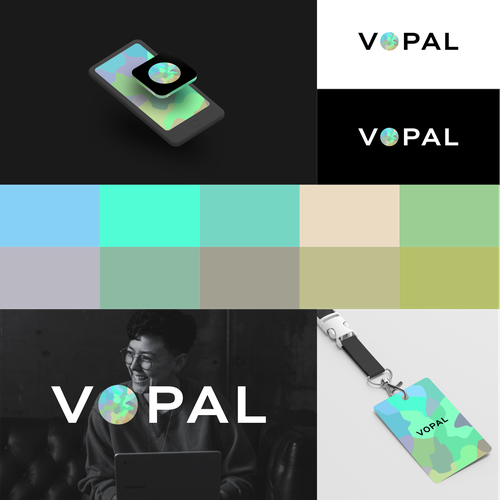 Abstract opal gemstone logo design for a blockchain-media creative company! Design by artsigma