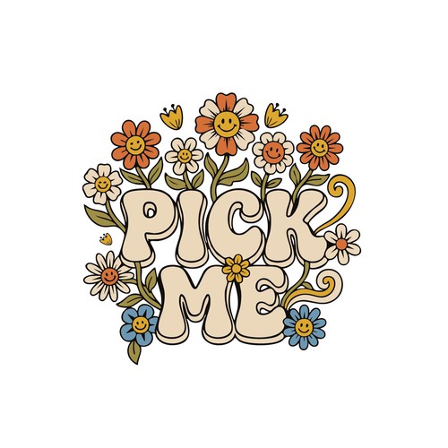 "70's Floral Themed merch design" winning Postcard, flyer or print