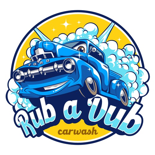 A funny logo for a tunnel carwash. Colorful. Design by Agustianrexy