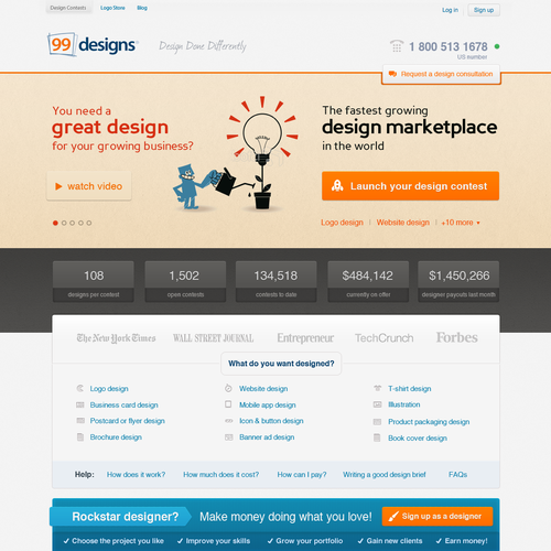 99designs Homepage Redesign Contest Réalisé par pavot