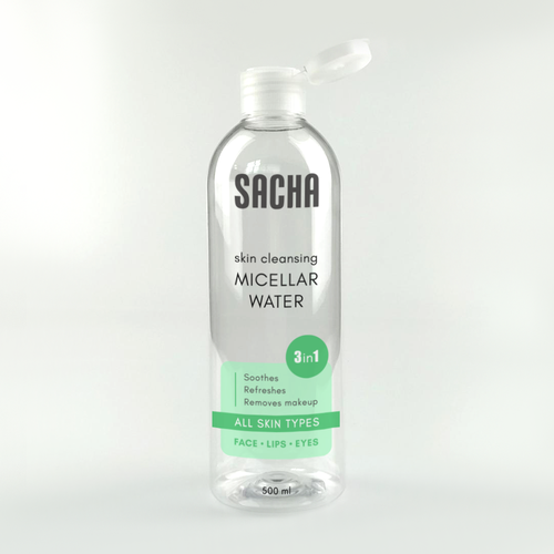 Sacha Micellar Water bottle 500ml Design by Ilka A.