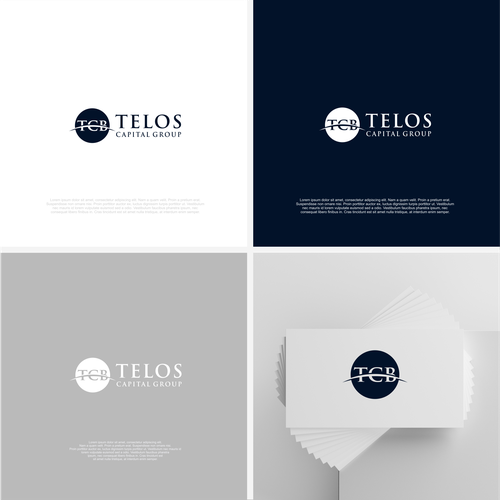 Professional, modern style logo with either "Telos" or "Telos Capital Group" written next to it roughly the same size Design by L A T O