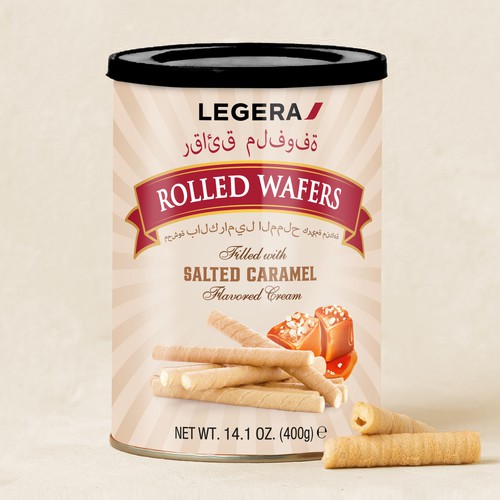 LEGERA Wafer Rolls Pack 125 gm - Salted Caramel Design by Davi Giolo ★