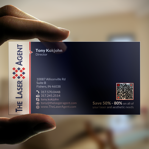 Create a modern, memorable business card for The Laser Agent! Design by ™SF_Design™