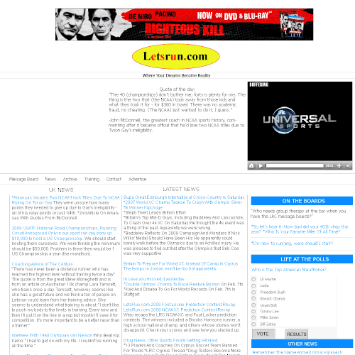LetsRun.com Homepage Re-Design/Cleanup Diseño de calibreeze