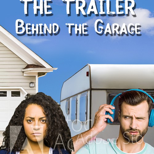 Young White man and Black female teenager in front of a travel trailer on book cover Design by thekidgraphic