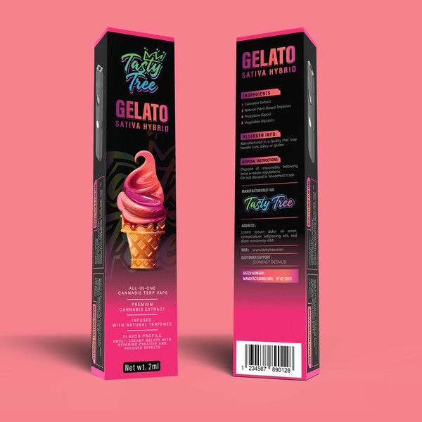 Outer Packaging Designs for GELATO Flavour Vape