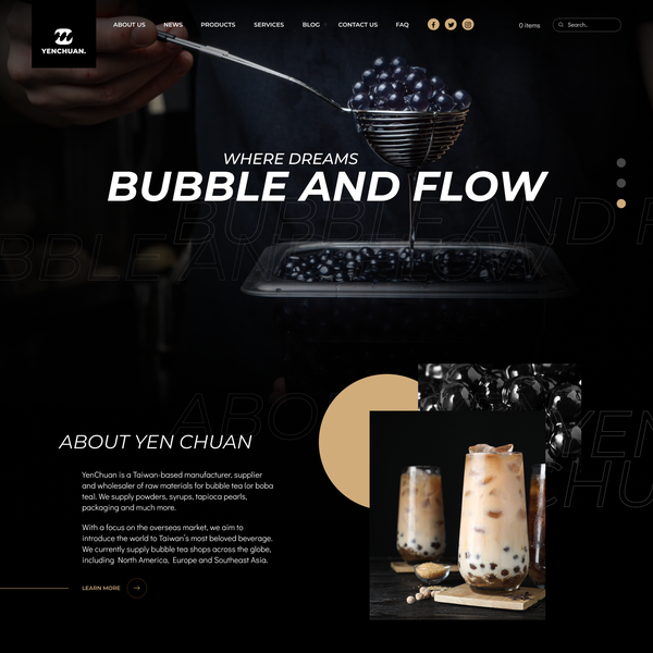 Design by DoubleK titled "Bubble tea supplier website."