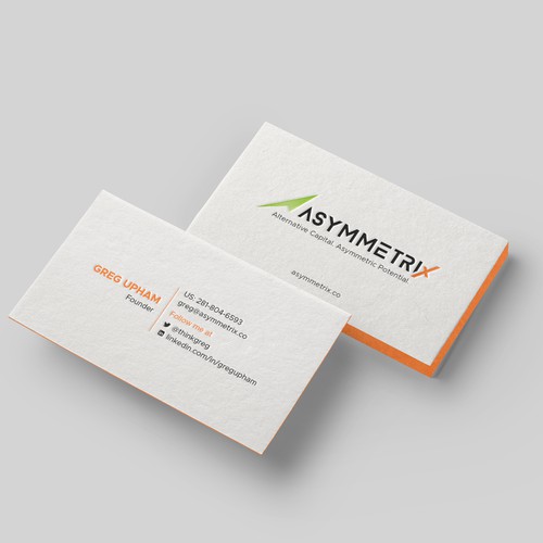 Design a cool, edgey but sophisticated business card for an alternative investment firm. Design von Taaiebah