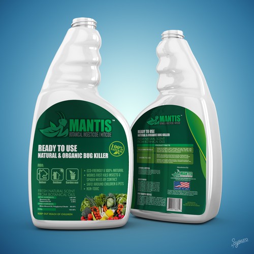 NATURAL & ORGANIC BUG KILLER SPRAY BOTTLE LABEL Design by syakuro