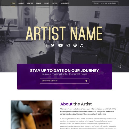Design a website for artists of a London-based record label. Design by Sarbani