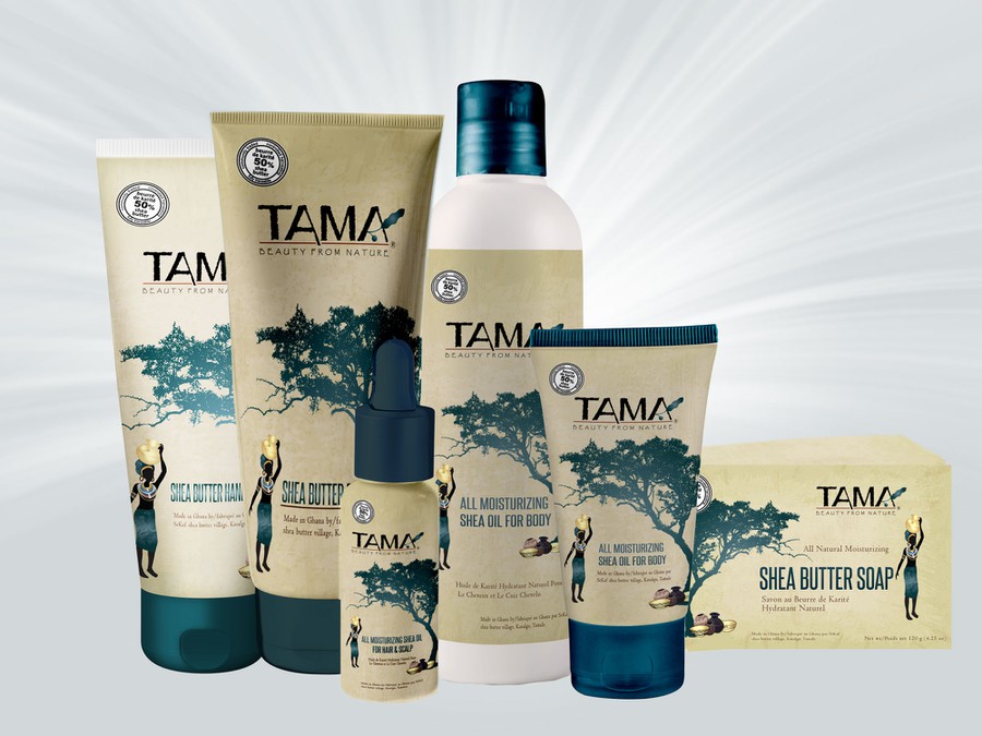 New packaging designs for an African natural shea butter cosmetics line