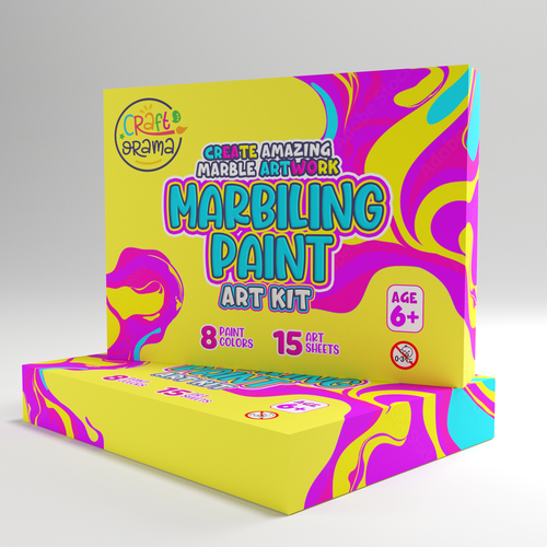 Design a colorful packaging for our new marbling paint art kit for kids Design by GIV Designs ★❤◆