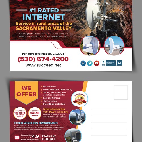 6x9 postcard advertisement for Fixed Wireless ISP Design by Create4Design