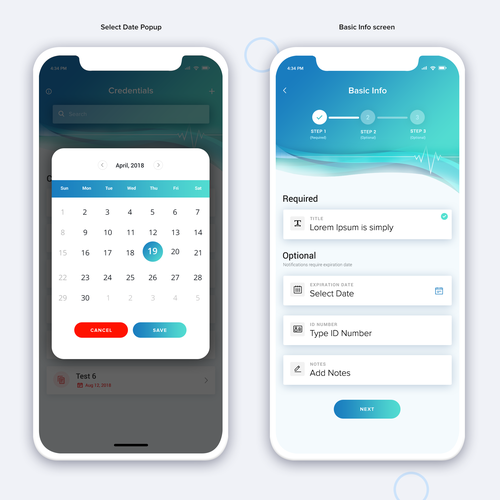 Design UI/UX for credential monitoring iOS app. Ontwerp door A N S Y S O F T