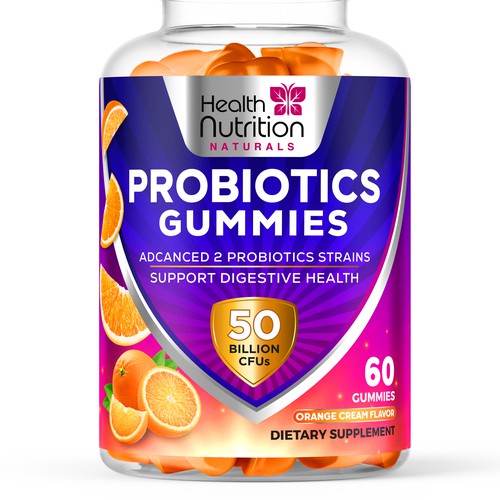 Healthy Probiotic Gummies Label needed for Health Nutrition Design by JOHN's_AlphaCreation